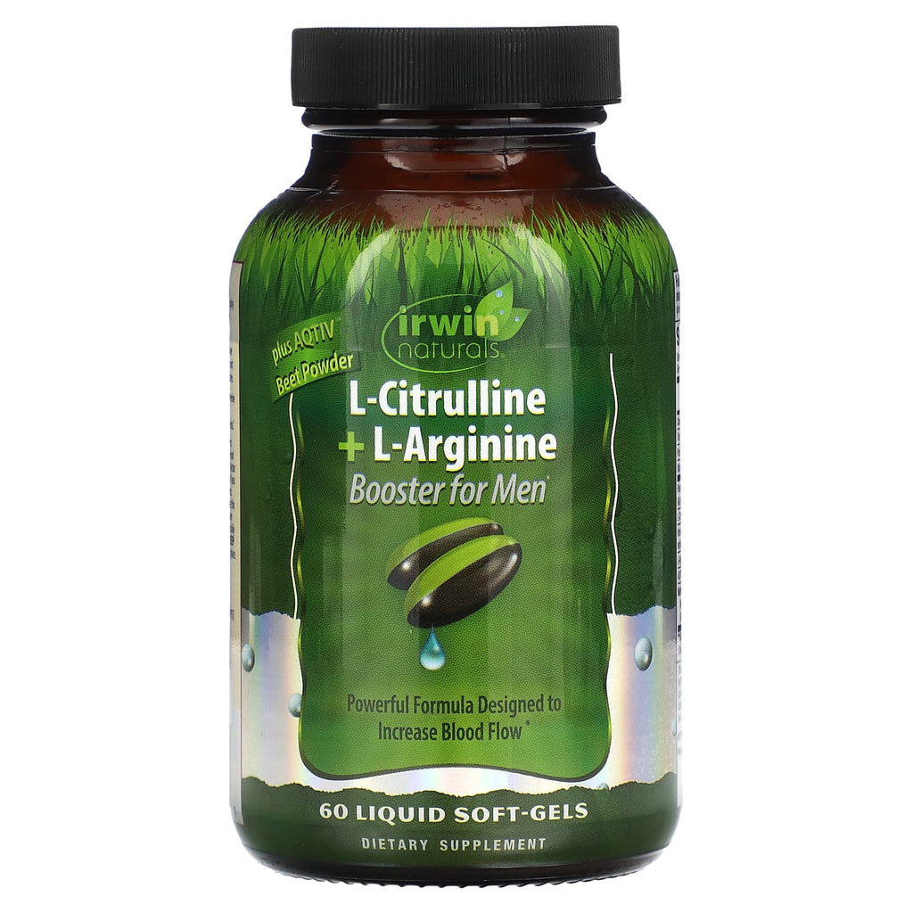 Irwin Naturals, L-Citrulline + L-Arginine, Booster for Men, 60 Liquid Soft-Gels