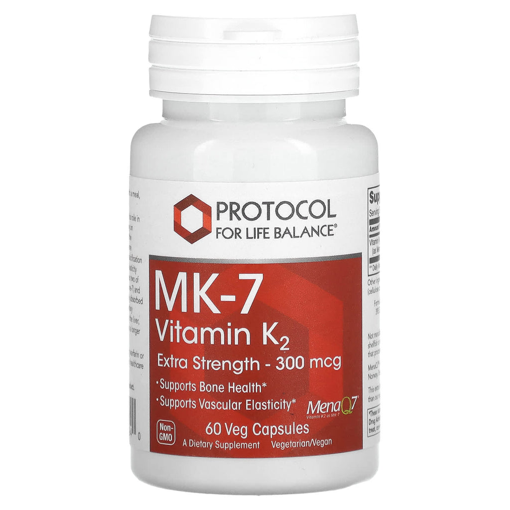 Protocol for Life Balance, MK-7 Vitamin K2, 300 mcg, 60 Veg Capsules