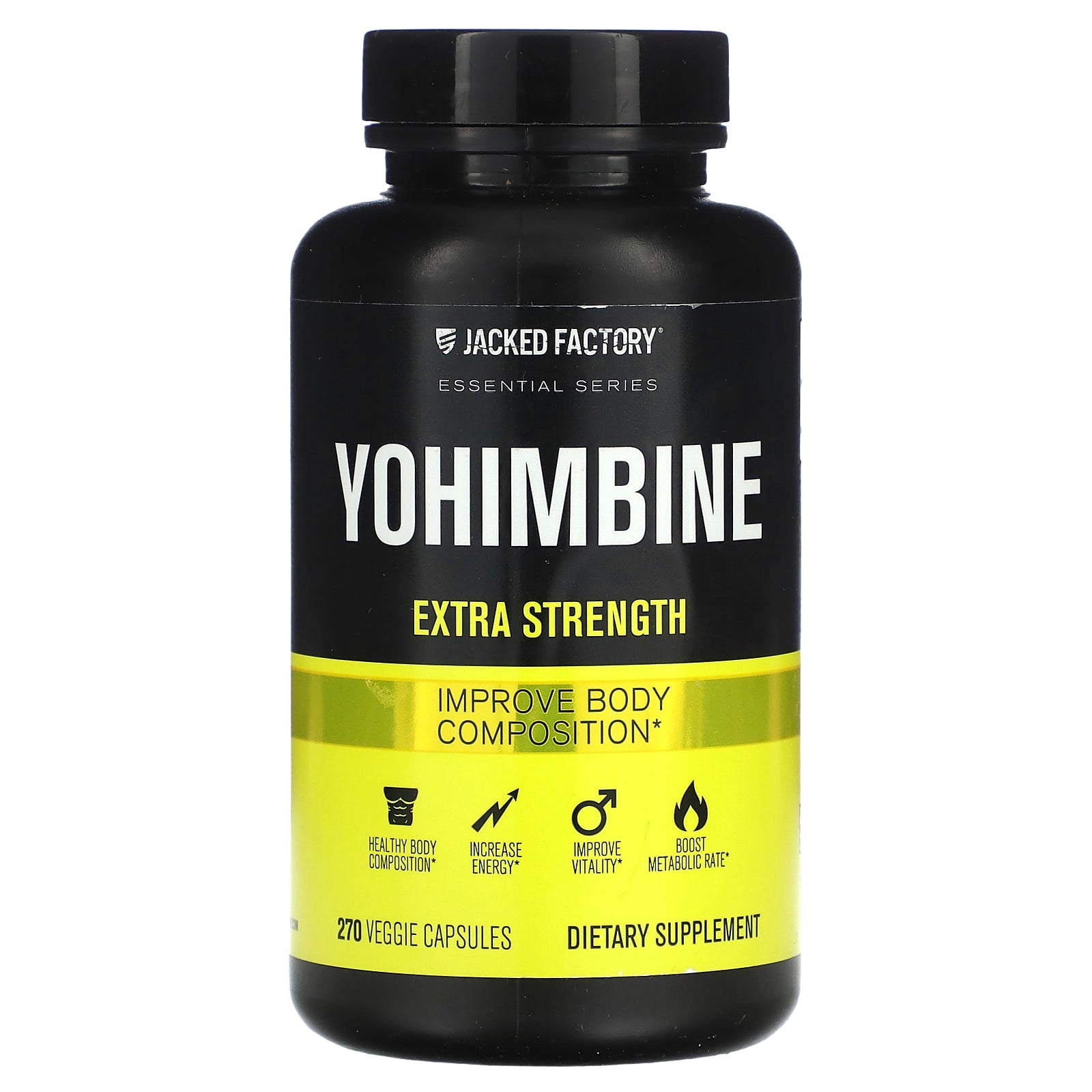 Jacked Factory, Essential Series, Yohimbine, 270 Veggie Capsules (125 mg per Capsule)