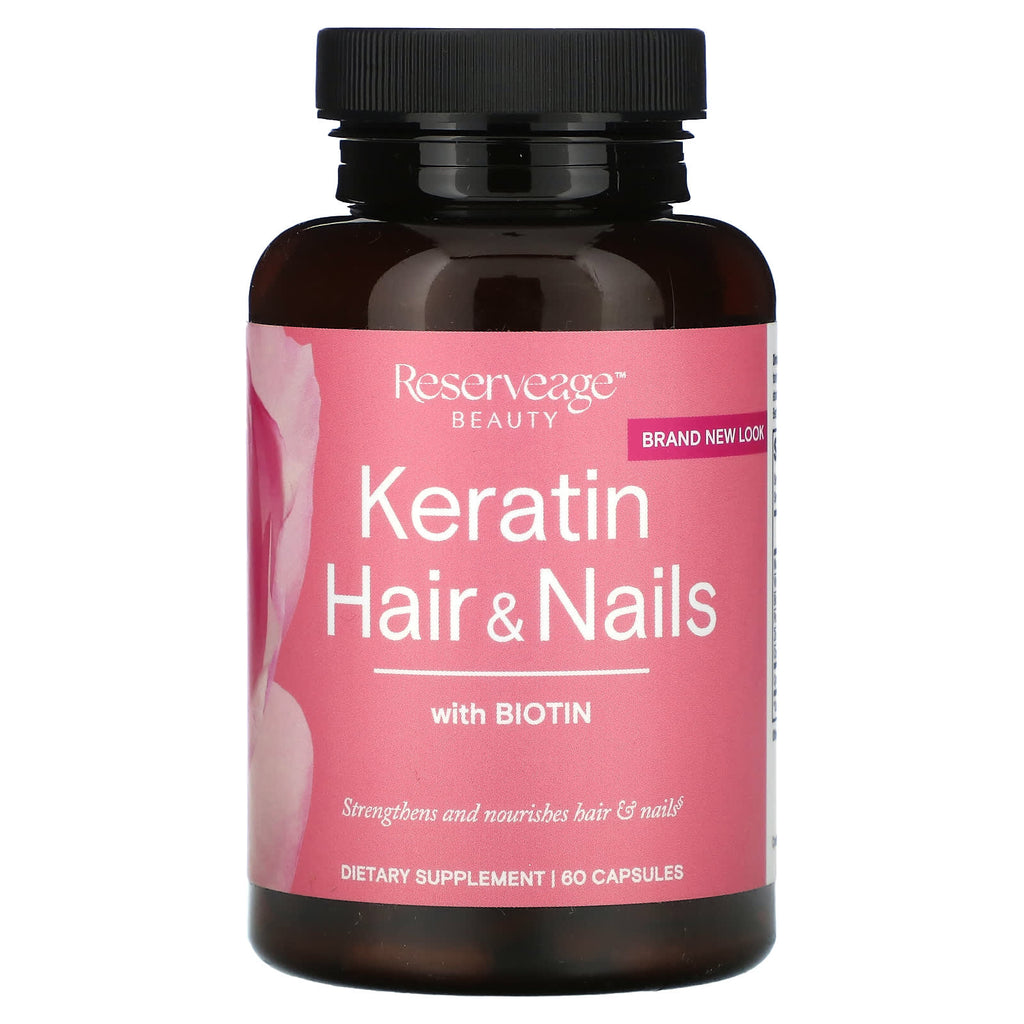 Reserveage Beauty, Keratin Hair & Nails With Biotin, 60 Capsules