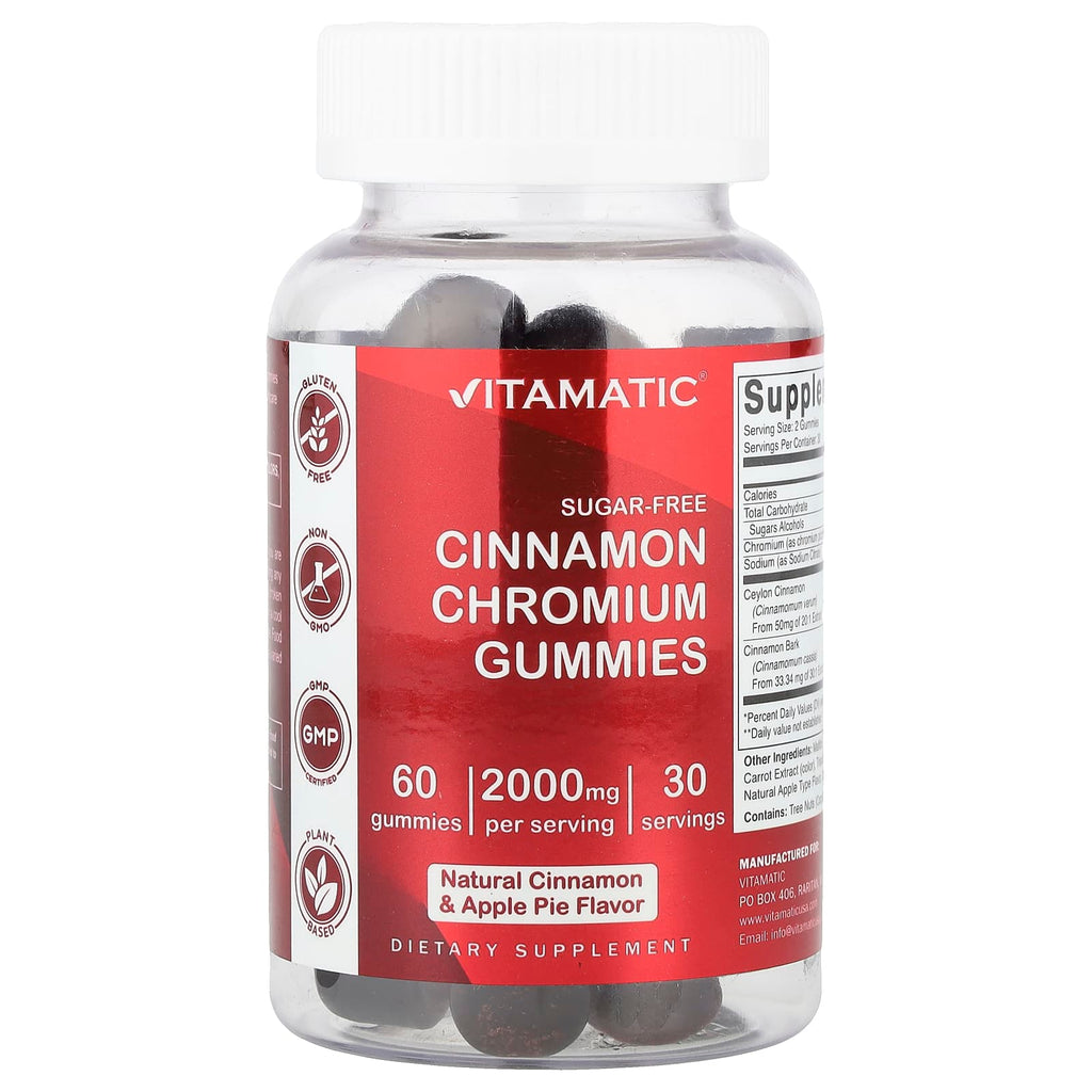 Vitamatic, Cinnamon Chromium Gummies, Natural Cinnamon & Apple Pie, 60 Gummies