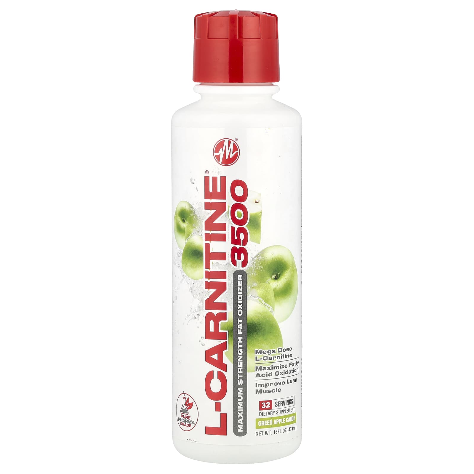 Metabolic Nutrition, L-Carnitine® 3500, Green Apple Candy, 16 fl oz (473 ml)