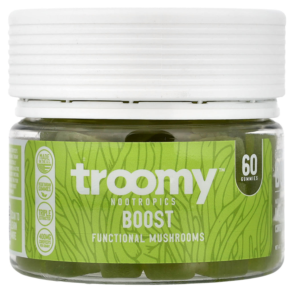 Troomy Nootropics, Boost, Functional Mushrooms Gummies, Lemon Lime, 60 Gummies
