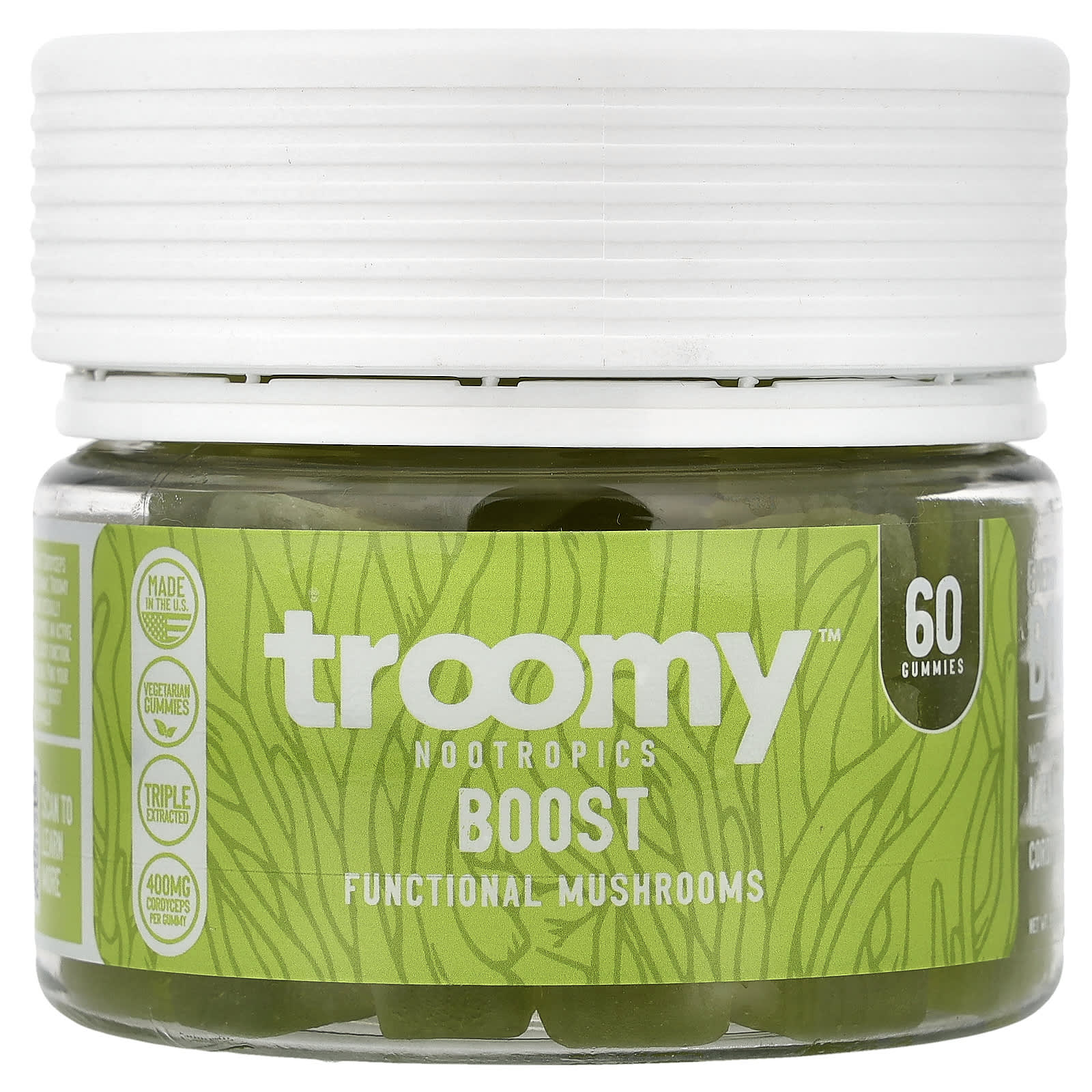 Troomy Nootropics, Boost, Functional Mushrooms Gummies, Lemon Lime, 60 Gummies