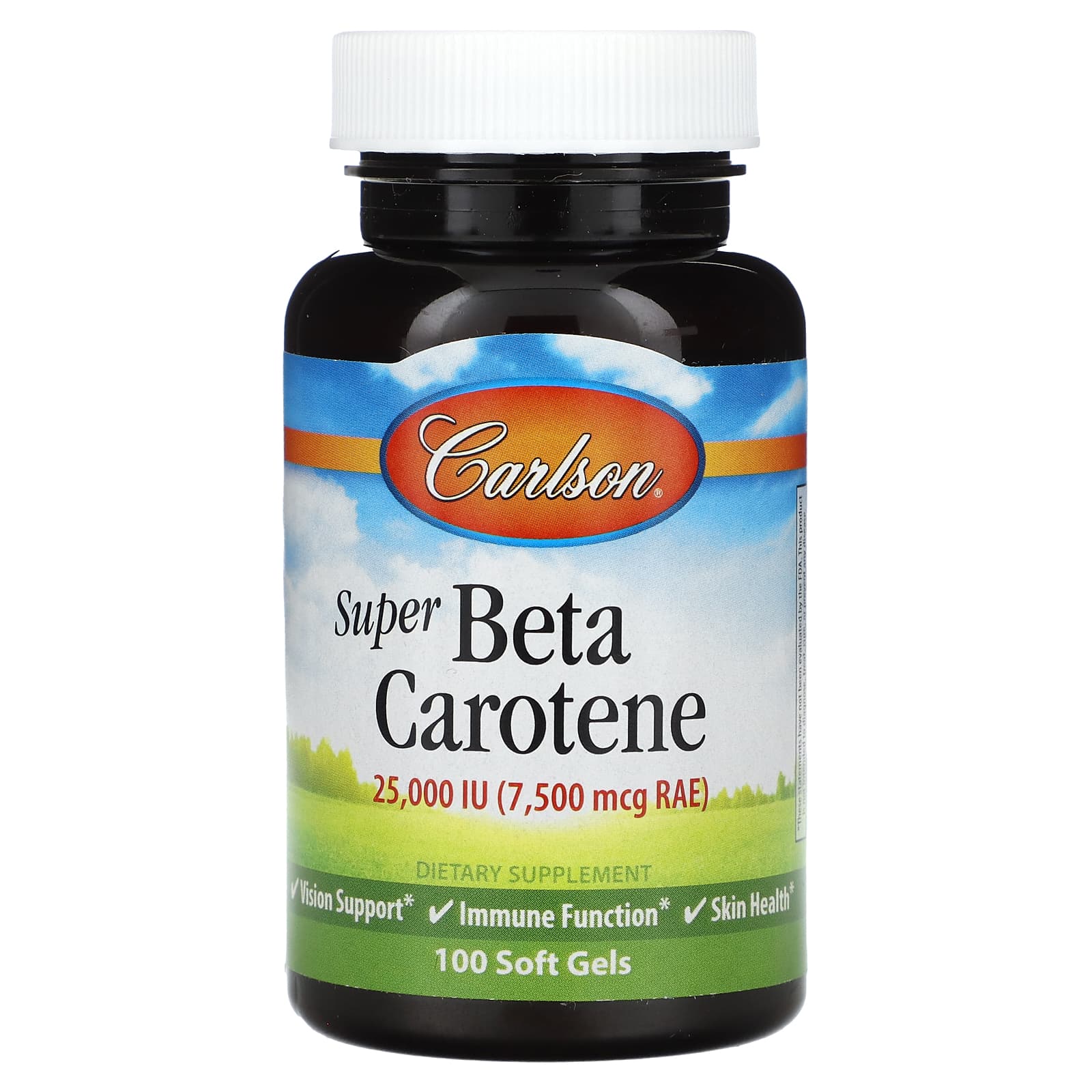 Carlson, Super Beta Carotene, 7,500 mcg RAE (25,000 IU), 100 Soft Gels