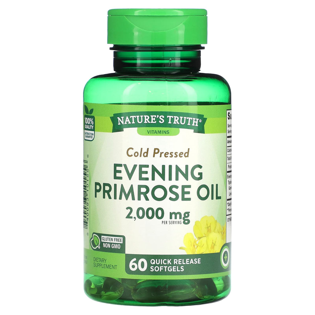 Nature's Truth, Cold Pressed, Evening Primrose Oil, 60 Quick Release Softgels (1,000 mg per Softgel)