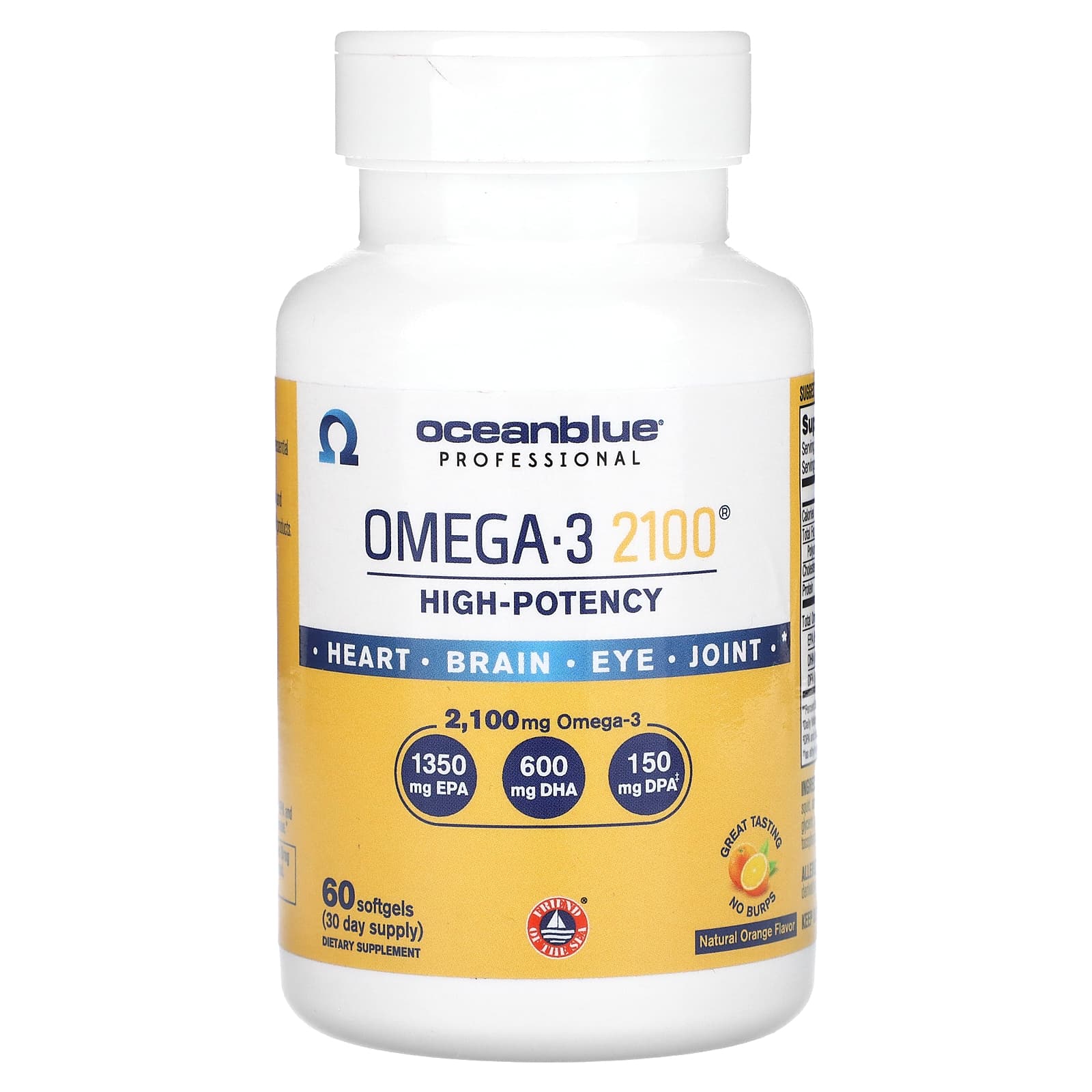 OceanBlue, Professional, Omega-3 2100, High-Potency, Natural Orange, 60 Softgels (1,050 mg per Softgel)
