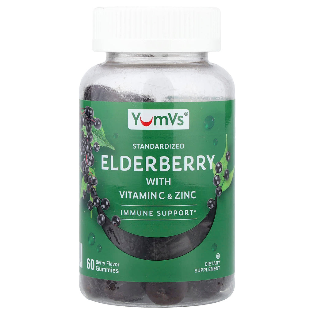 YumVs, Elderberry With Vitamin C & Zinc Gummies, Berry, 60 Gummies