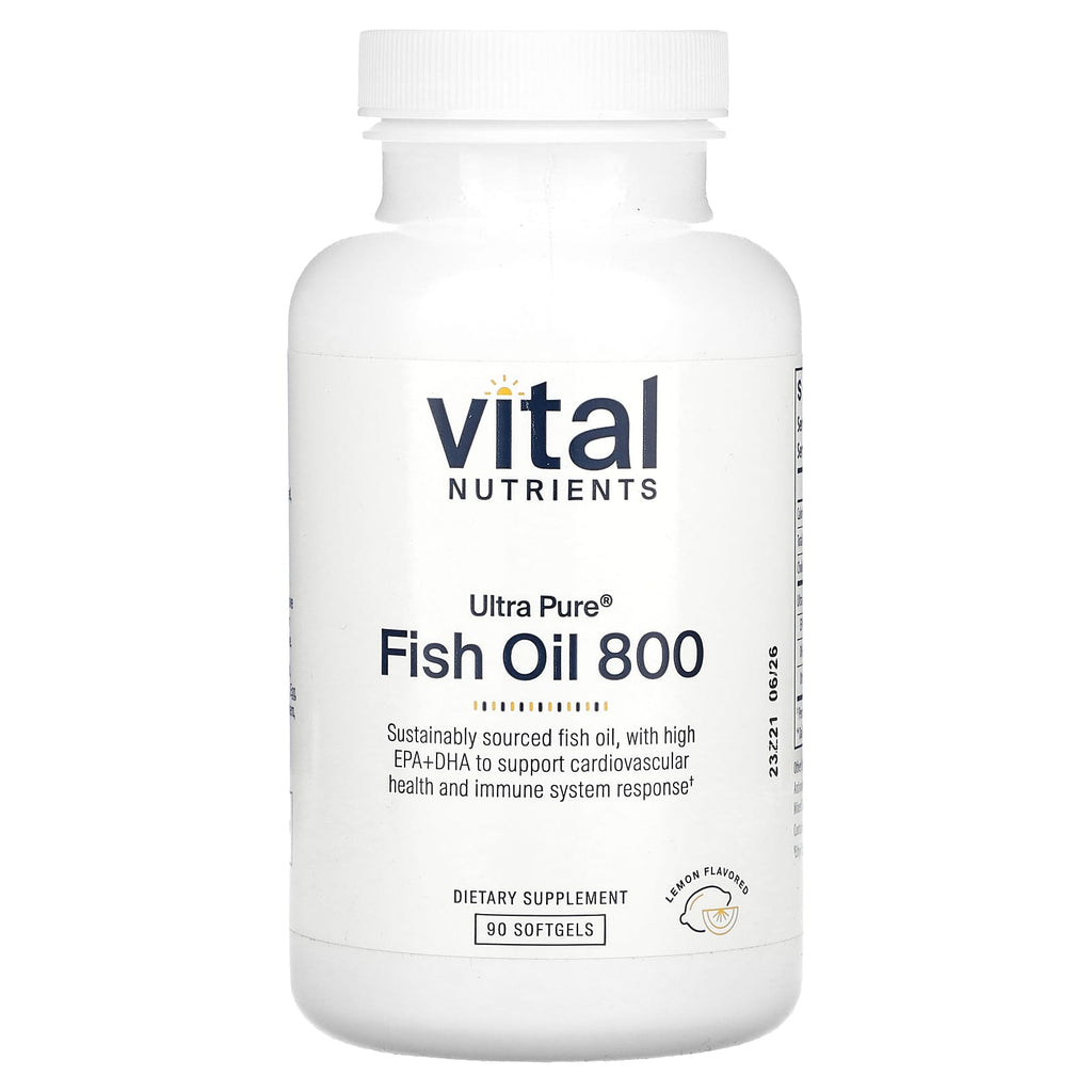 Vital Nutrients, Ultra Pure, Fish Oil 800, Lemon, 90 Softgels