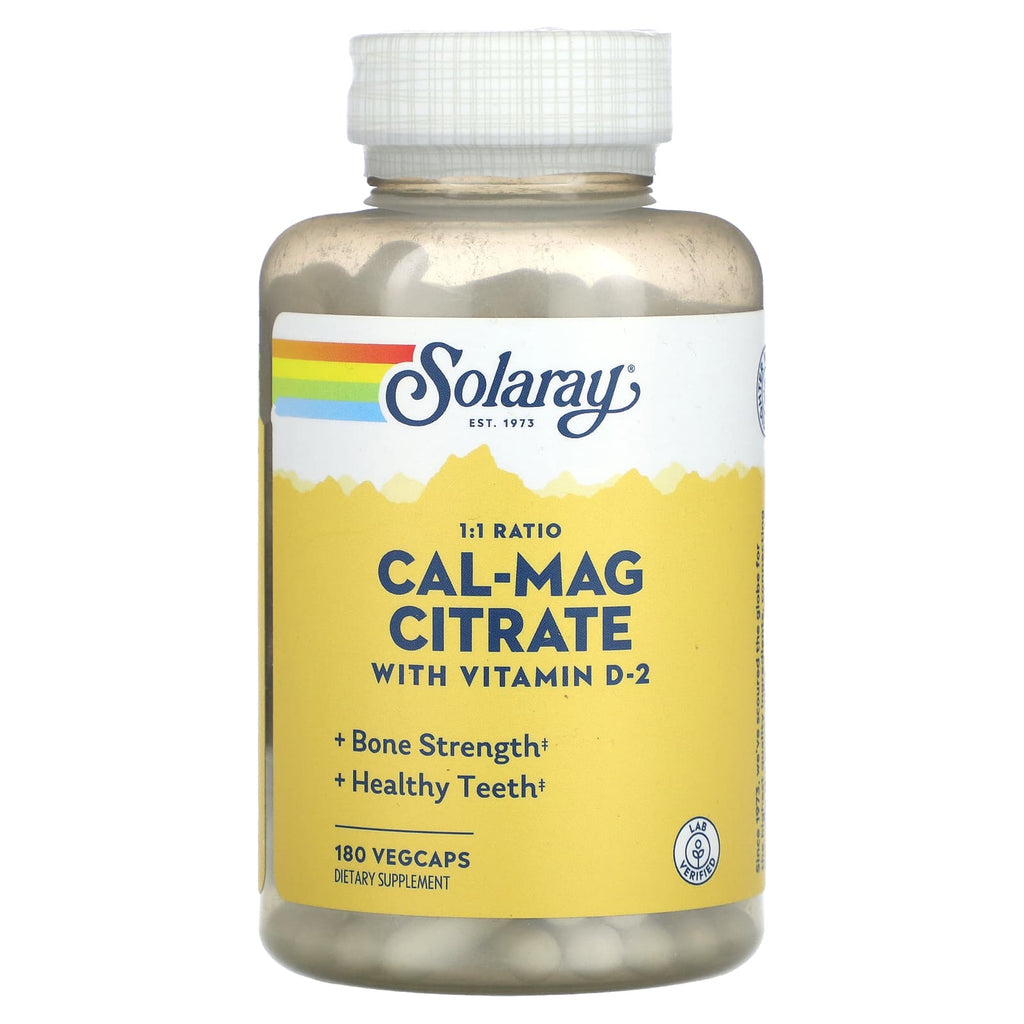Solaray, Cal-Mag Citrate with Vitamin D-2, 1:1 Ratio, 180 Vegcaps