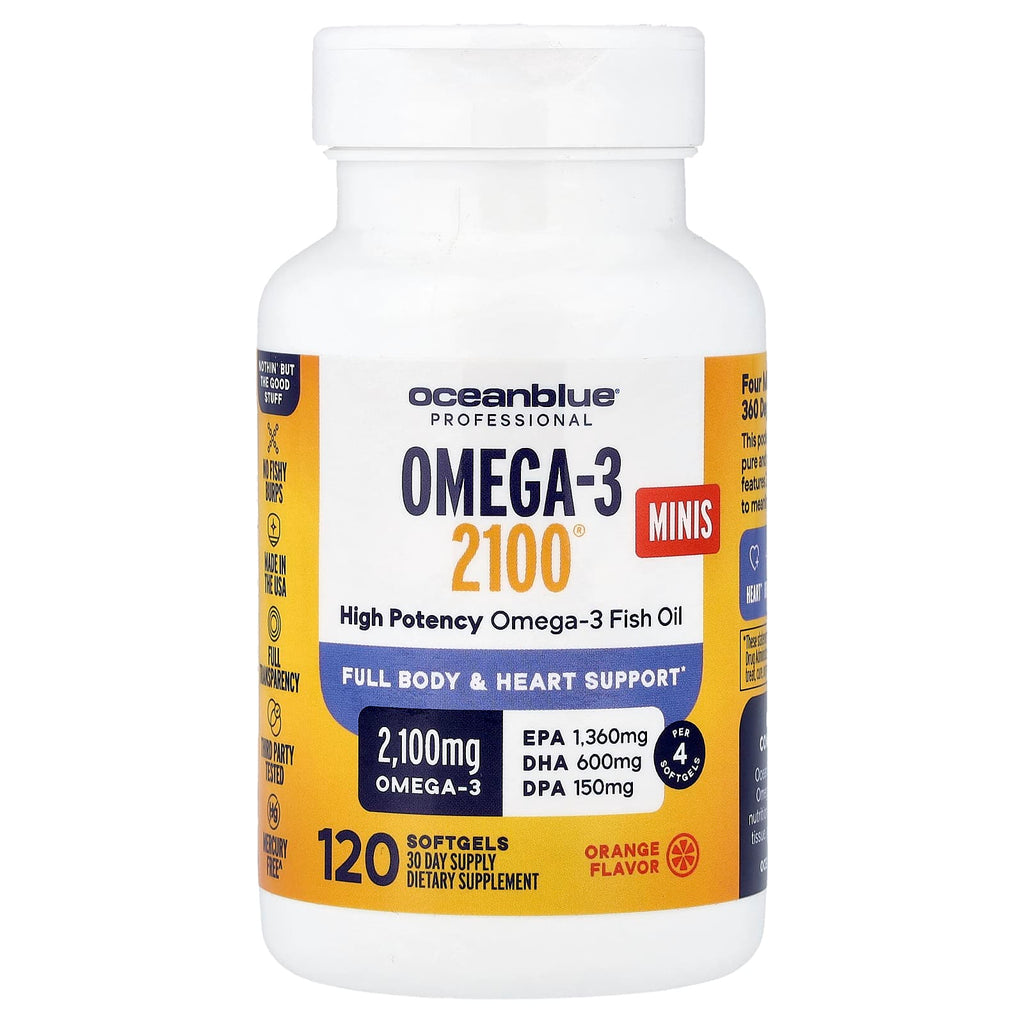 OceanBlue, Omega-3 2100® Minis, High Potency, Orange, 120 Softgels (525 mg per Softgel)