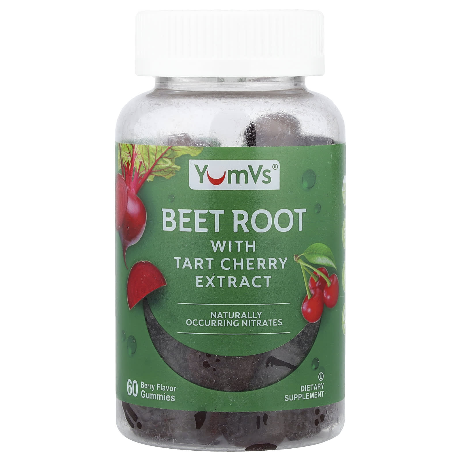 YumVs, Beet Root With Tart Cherry Extract Gummies, Berry, 60 Gummies