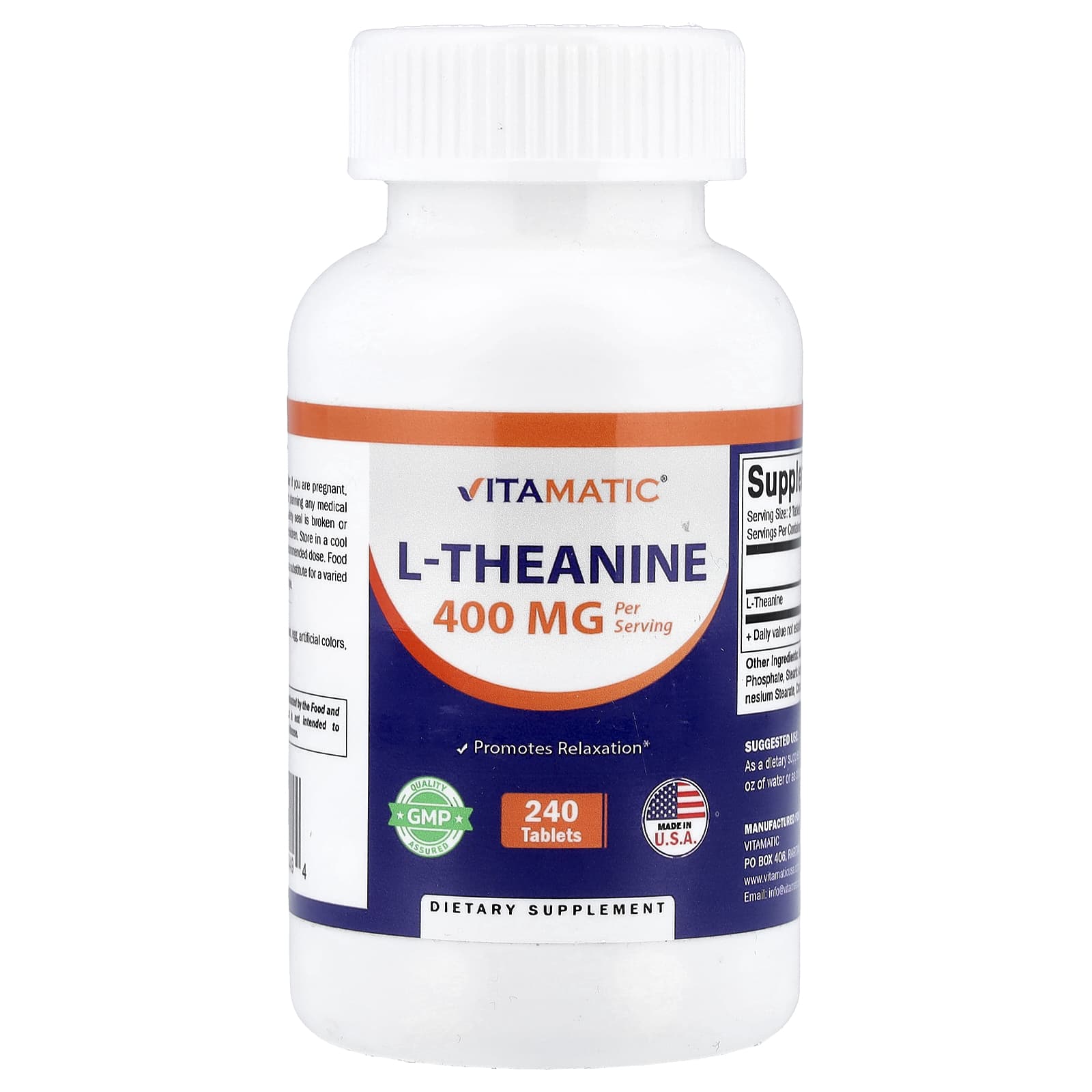 Vitamatic, L-Theanine, 240 Tablets, (200 mg per Tablet)