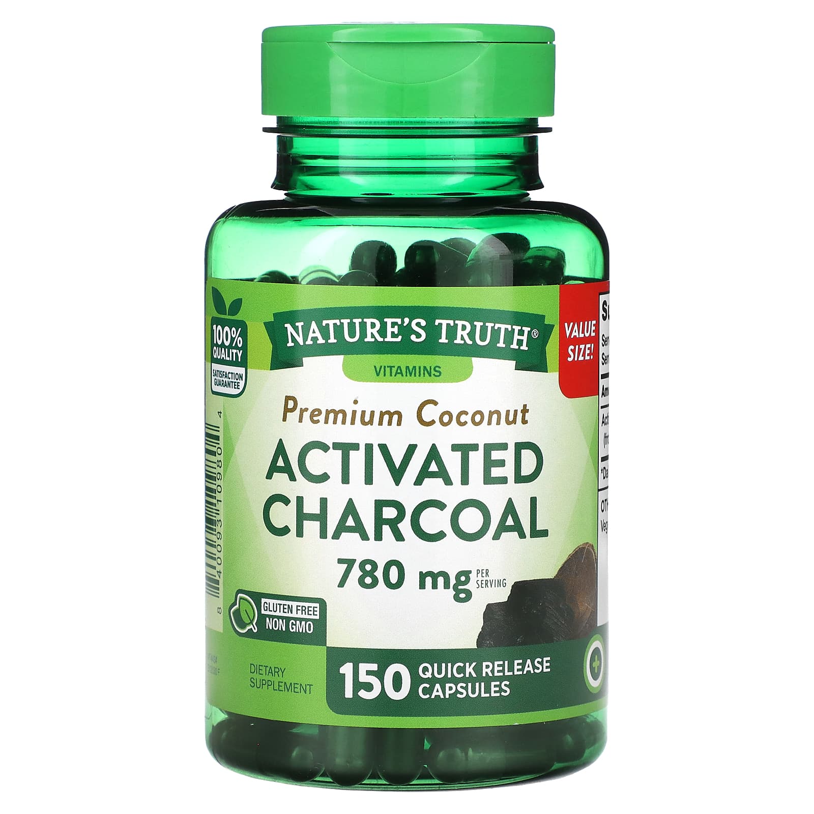 Nature's Truth, Vitamins, Premium Coconut Activated Charcoal, 150 Quick Release Capsules (260 mg per Capsule)