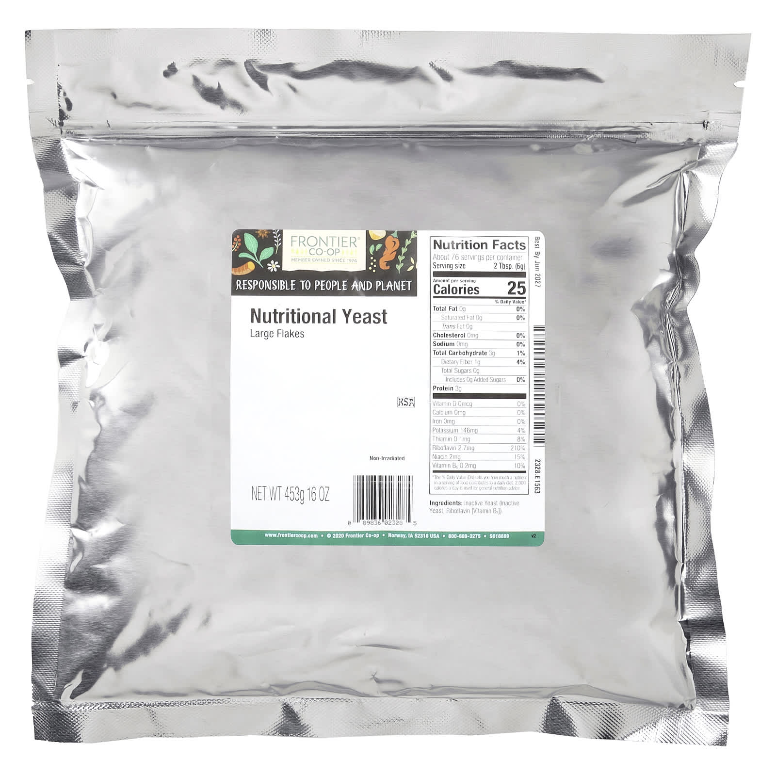 Frontier Co-op, Nutritional Yeast, Large Flakes, 16 oz (453 g)