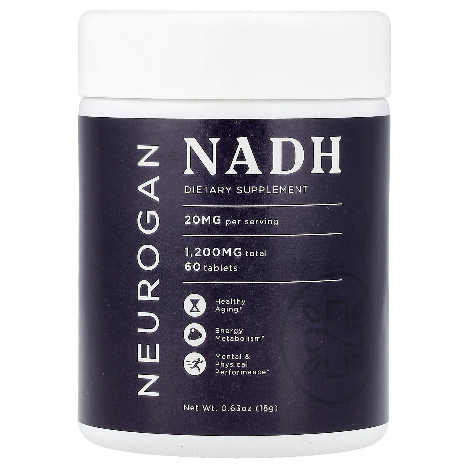 Neurogan Health, NADH, 20 mg, 60 Tablets, 0.63 oz (18 g)