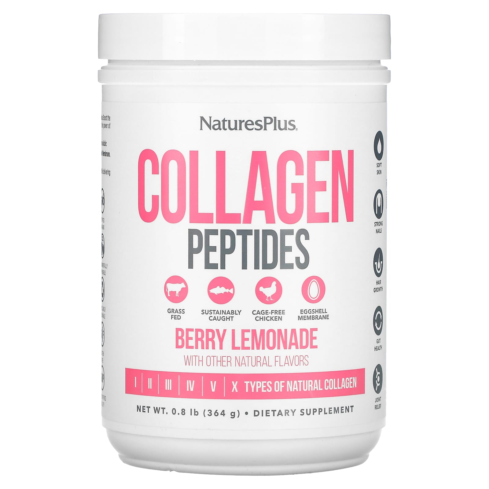 NaturesPlus, Collagen Peptides, Berry Lemonade, 0.8 lbs (364 g)