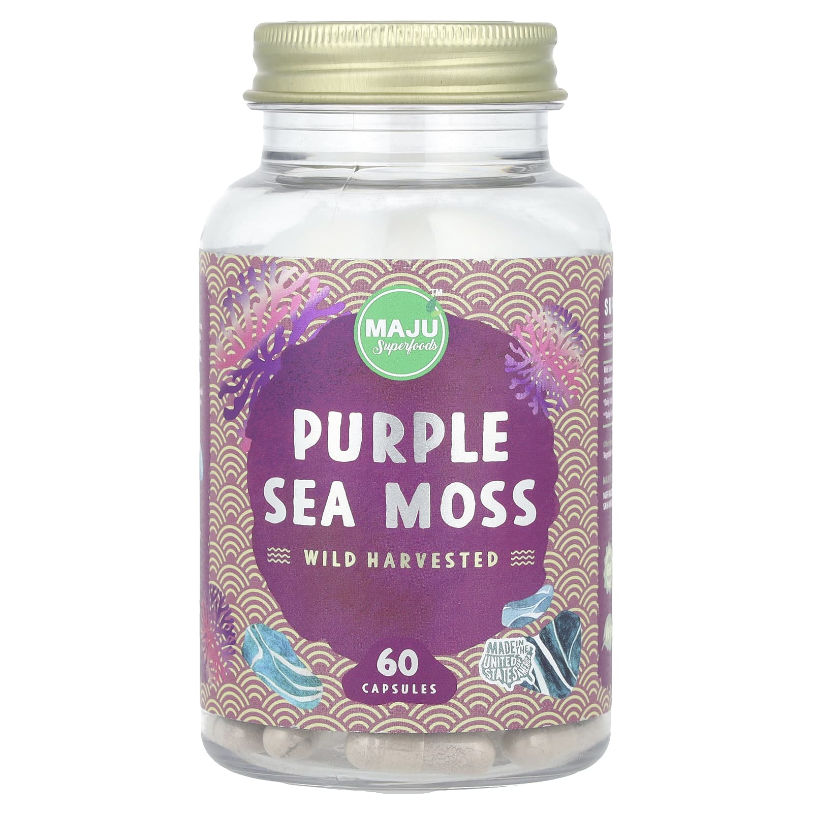 Maju Superfoods, Purple Sea Moss, 60 Capsules (500 mg per Capsule)