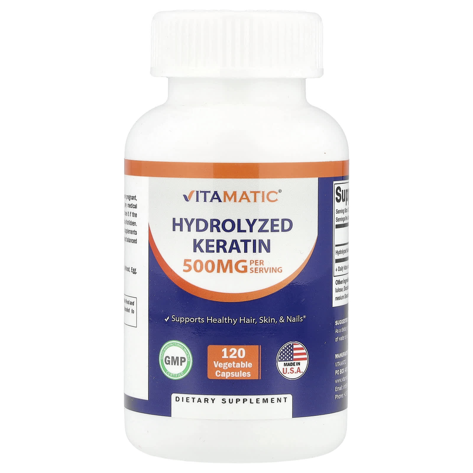 Vitamatic, Hydrolyzed Keratin, 120 Vegetable Capsules (250 mg per Capsule)