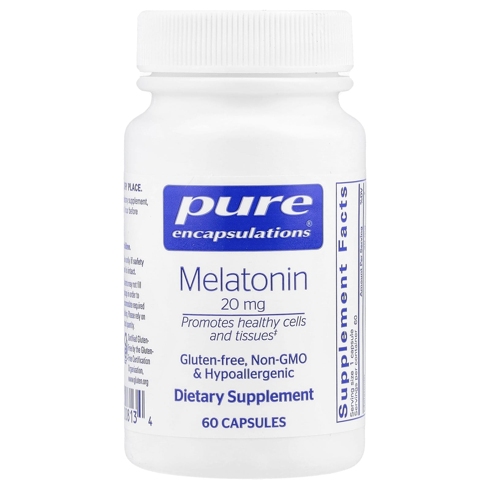 Pure Encapsulations, Melatonin , 20 mg, 60 Capsules