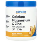 Nutricost, Calcium Magnesium & Zinc with Vitamin D3, Peach Mango, 12 oz (336 g)
