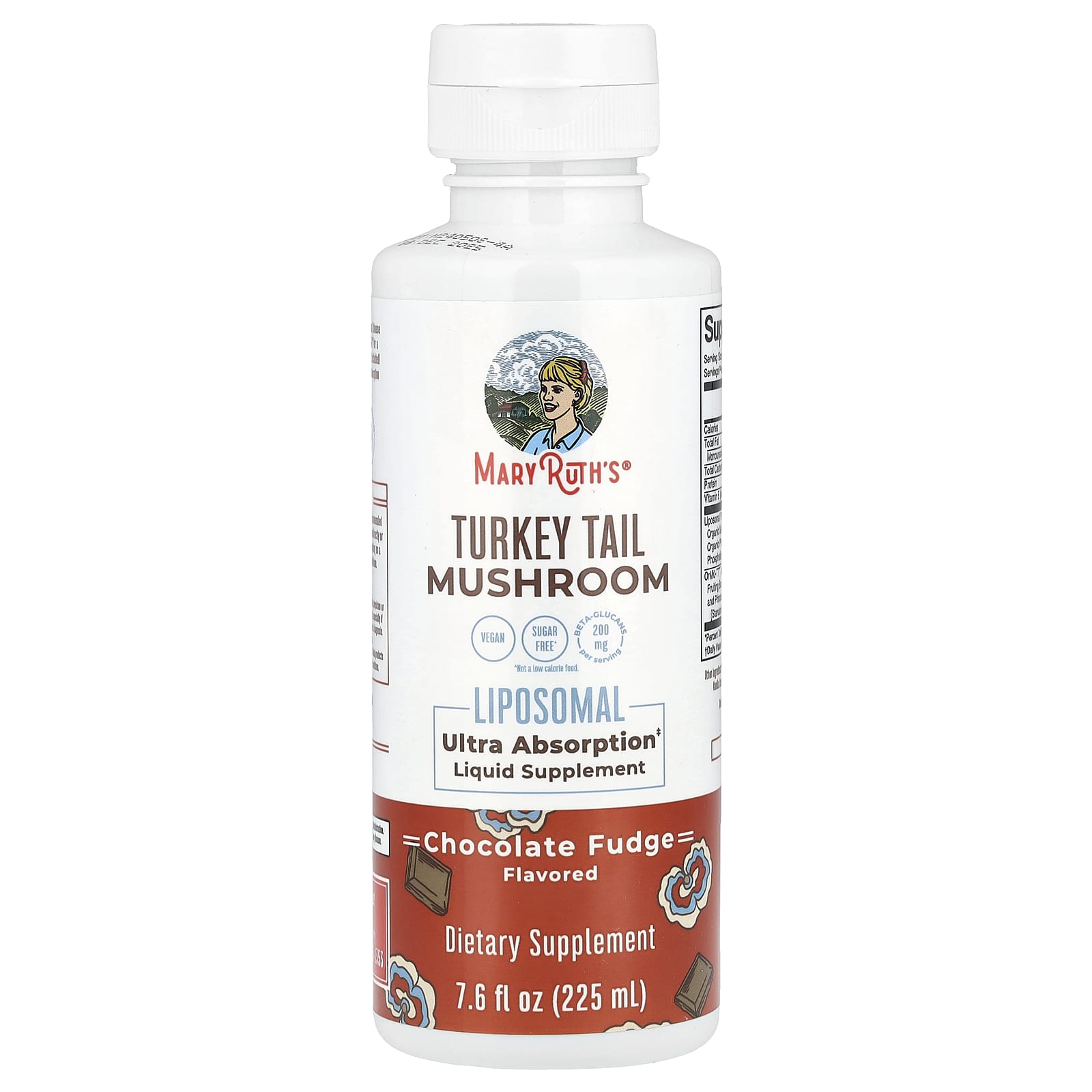 MaryRuth's, Turkey Tail Mushroom Liposomal, Chocolate Fudge, 7.6 fl oz (225 ml)