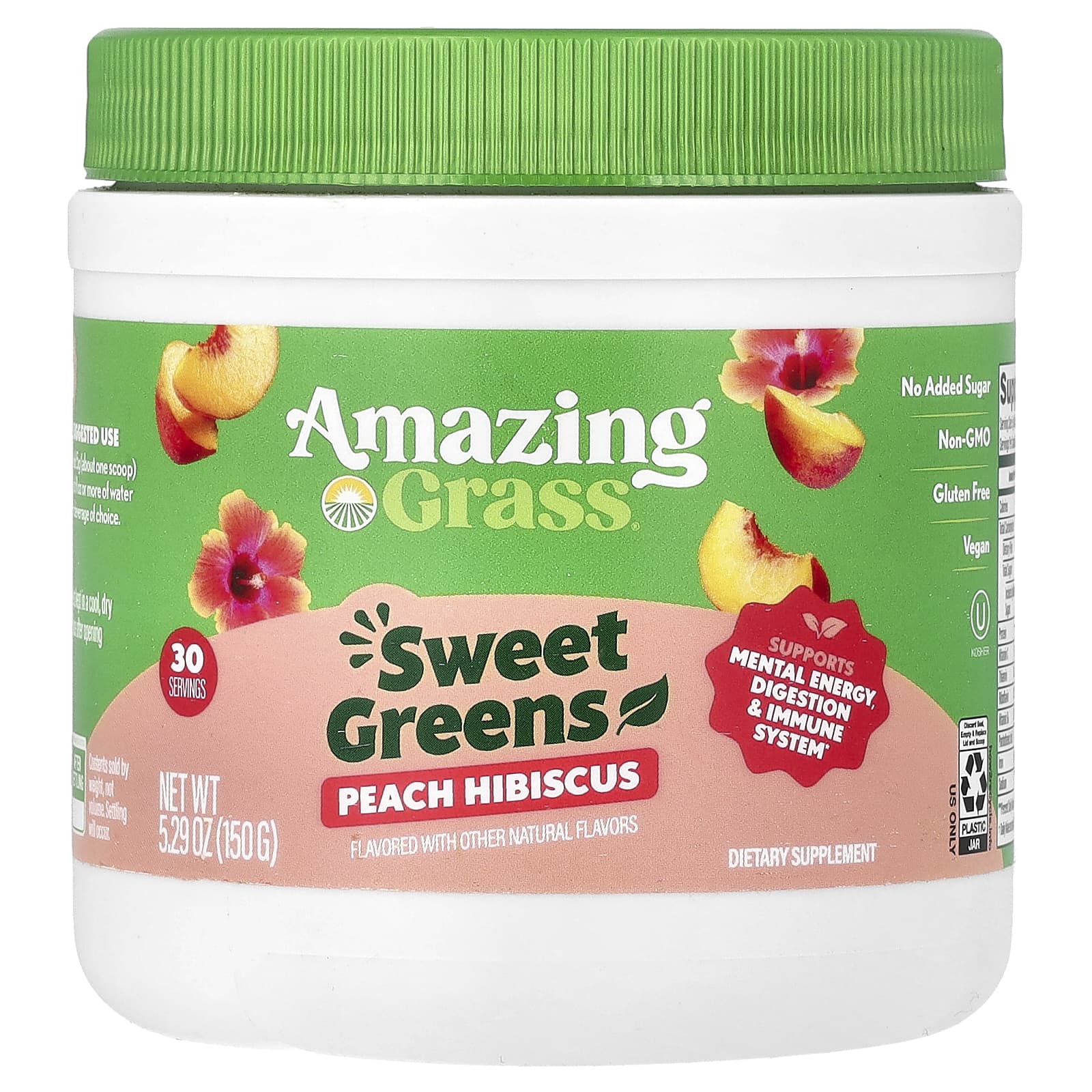 Amazing Grass, Sweet Greens, Peach Hibiscus, 5.29 oz (150 g)