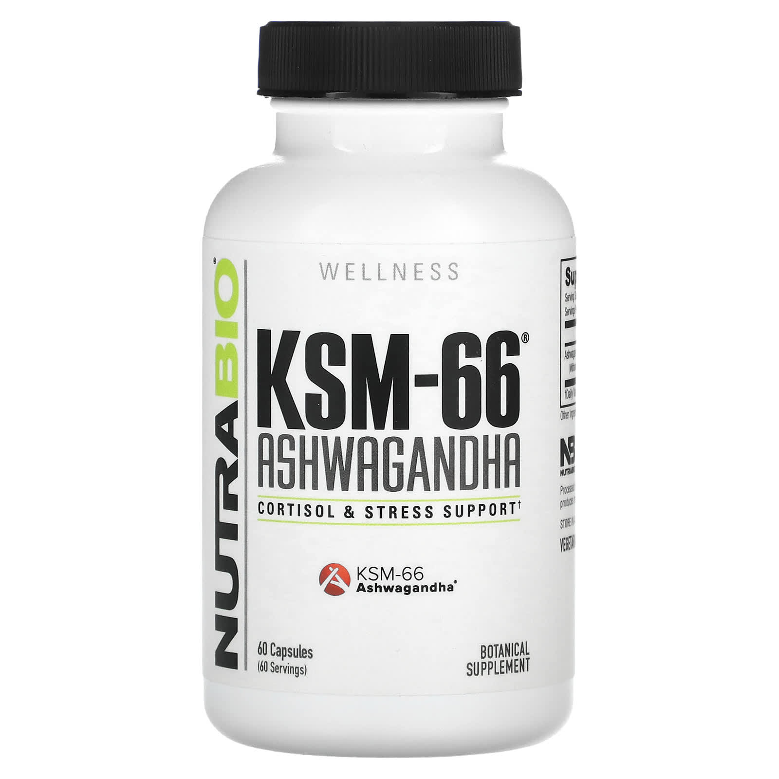 NutraBio, KSM-66®, Ashwagandha, 60 Capsules (600 mg per Capsule)