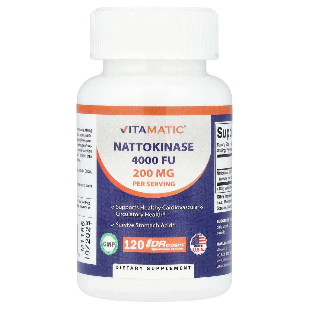 Vitamatic, Nattokinase, 120 DRcaps® Hypromellose Capsules (100 mg per Capsule)
