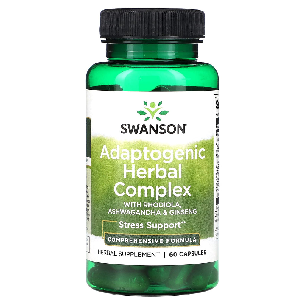 Swanson, Adaptogenic Herbal Complex with Rhodiola, Ashwagandha & Ginseng, 60 Vegan Capsules