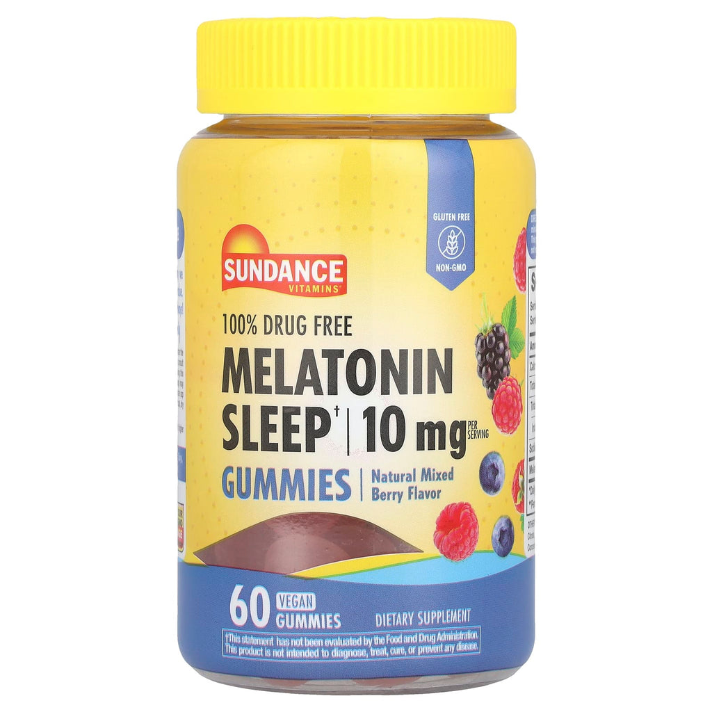 Sundance Vitamins, Melatonin Sleep Gummies, Natural Mixed Berry, 60 Vegan Gummies (5 mg per Gummy)
