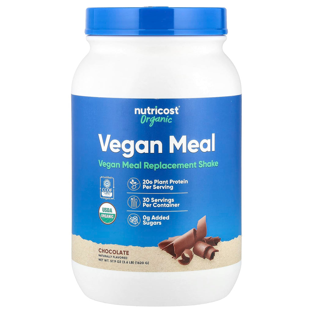Nutricost, Organic Vegan Meal, Chocolate, 3.6 lb (1,620 g)