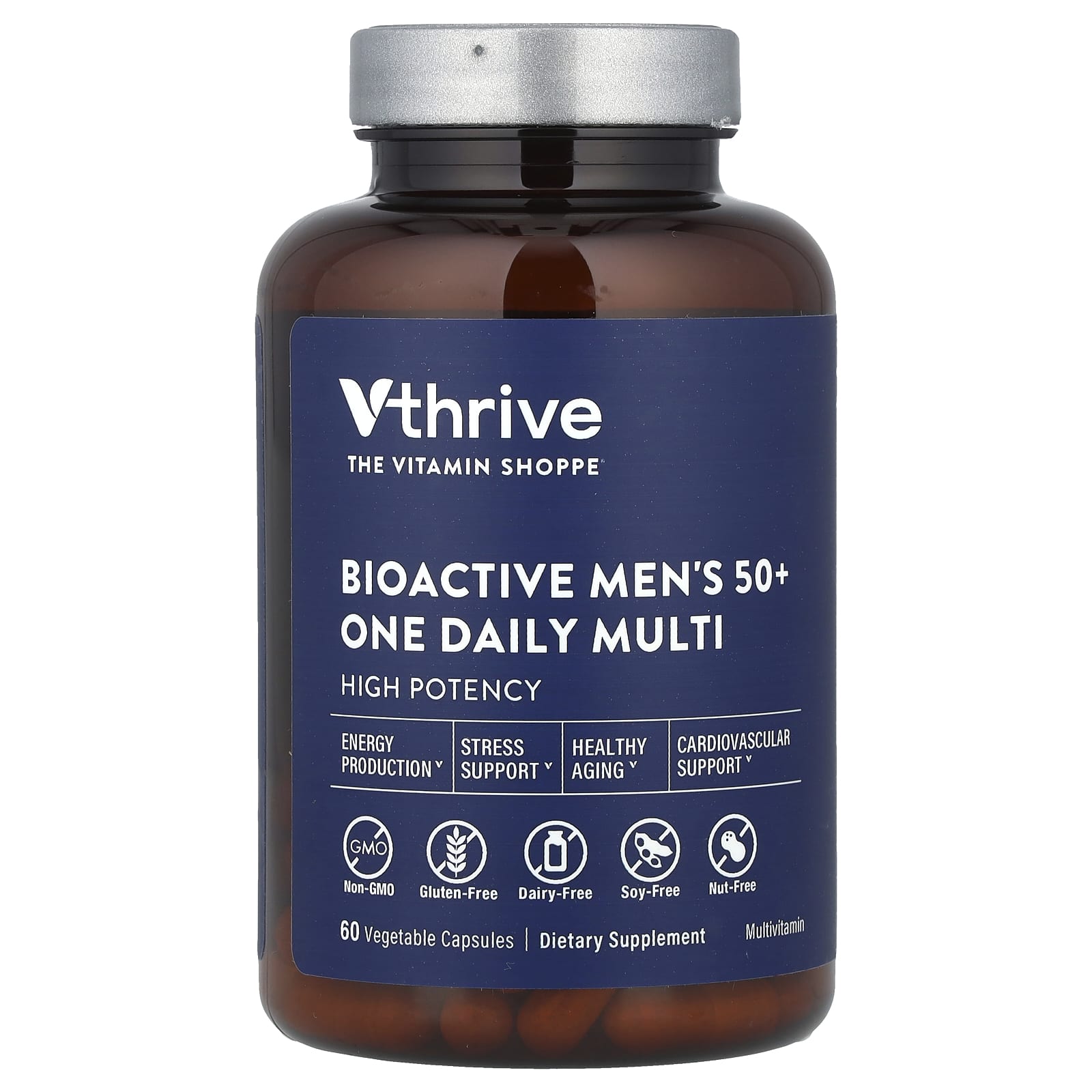 Vthrive, Bioactive Men's 50+ One Daily Multi, 60 Vegetable Capsules