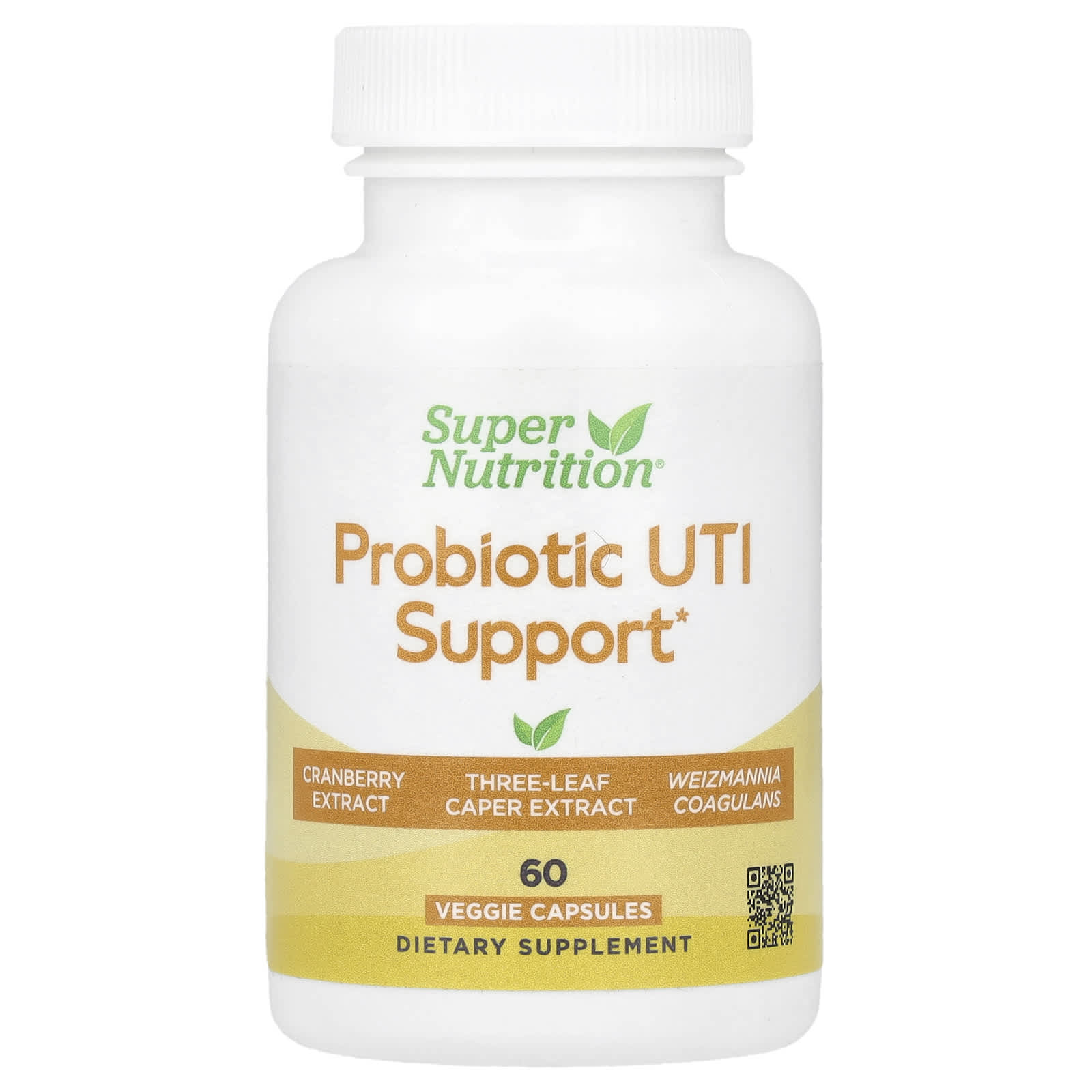 Super Nutrition, Probiotic UTI Support with Fructooligosaccharides, Cranberry Extract, Three-Leaf Caper Extract, and Proprietary Digestive Blend, 60 Veggie Capsules