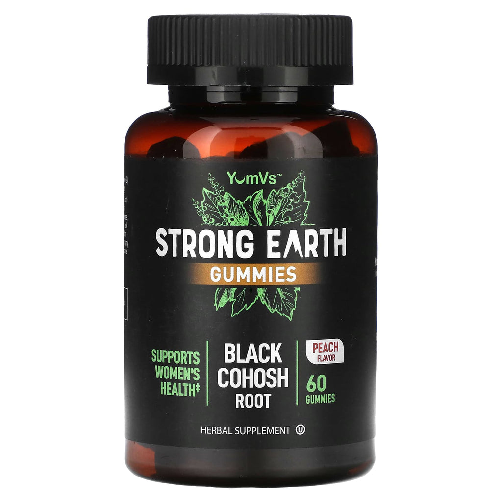 YumVs, Strong Earth Gummies, Black Cohosh Root, Peach, 60 Gummies