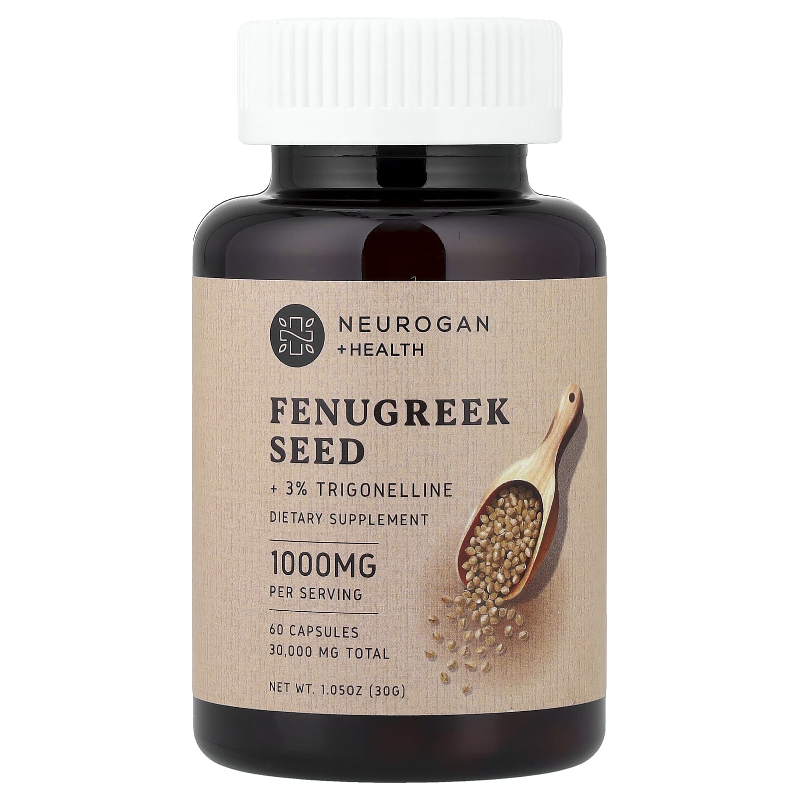 Neurogan Health, Fenugreek Seed + 3% Trigonelline, 60 Capsules (500 mg per Capsule)