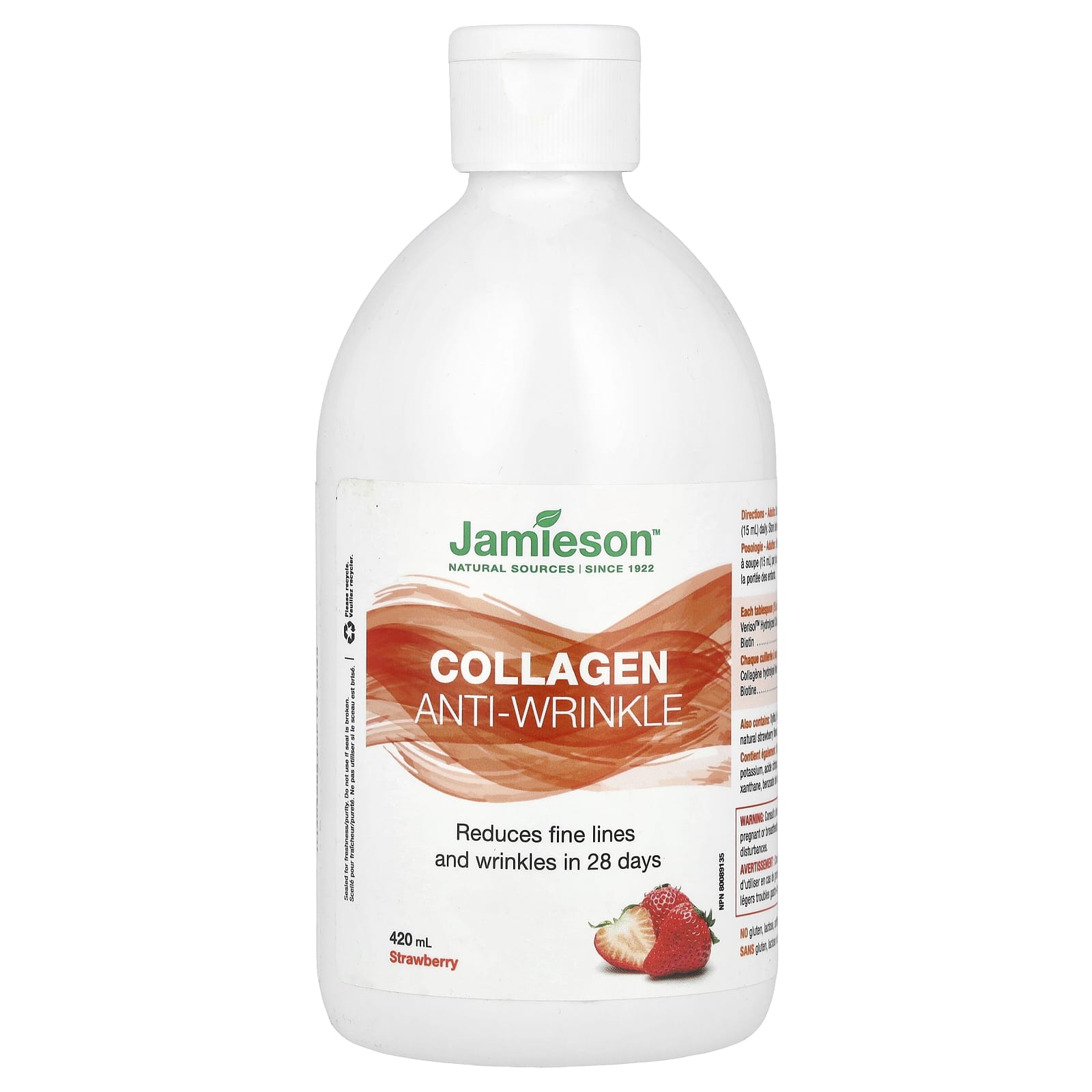 Jamieson Vitamins, Collagen, Anti-Wrinkle, Strawberry, 420 ml