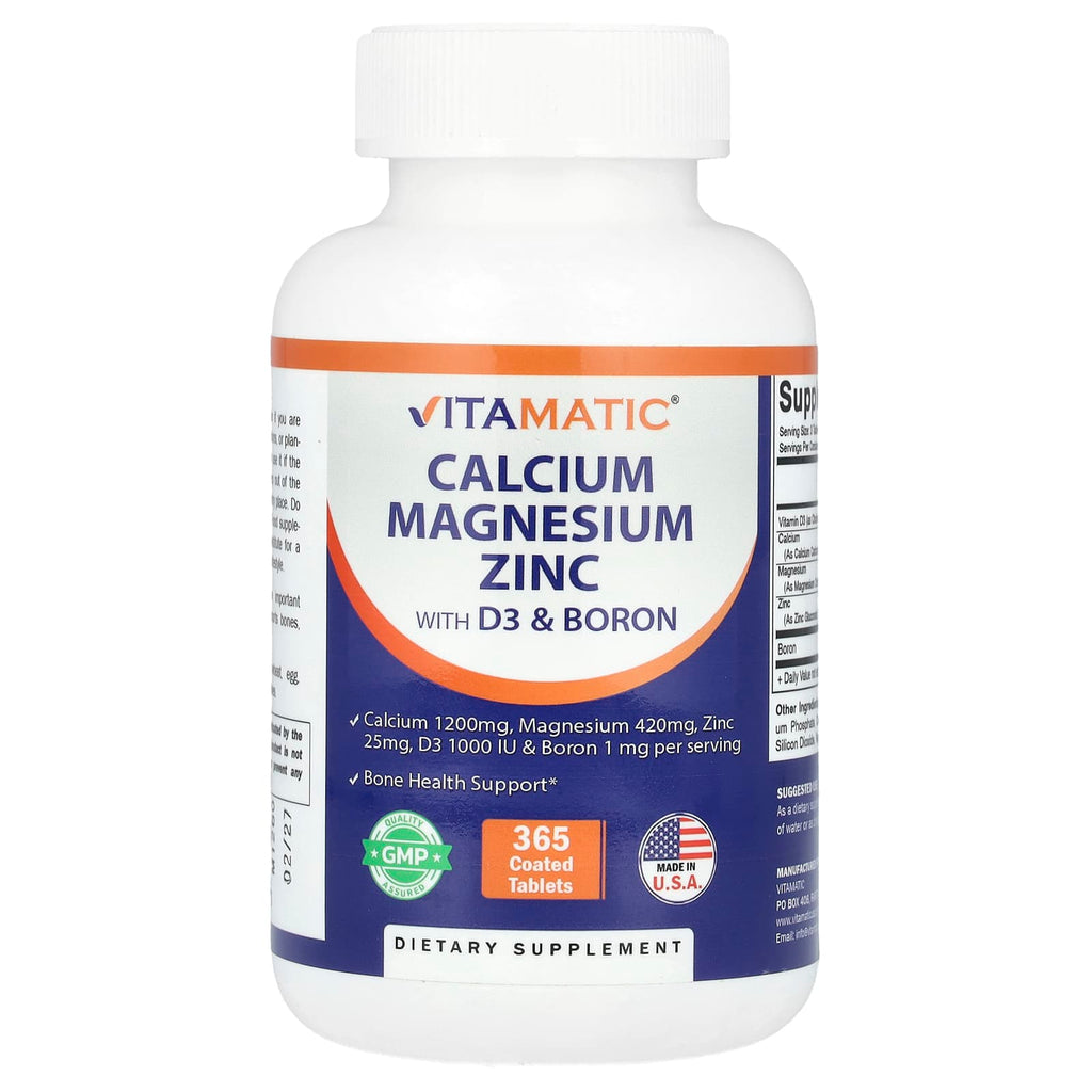 Vitamatic, Calcium, Magnesium, Zinc With D3 & Boron, 365 Coated Tablets