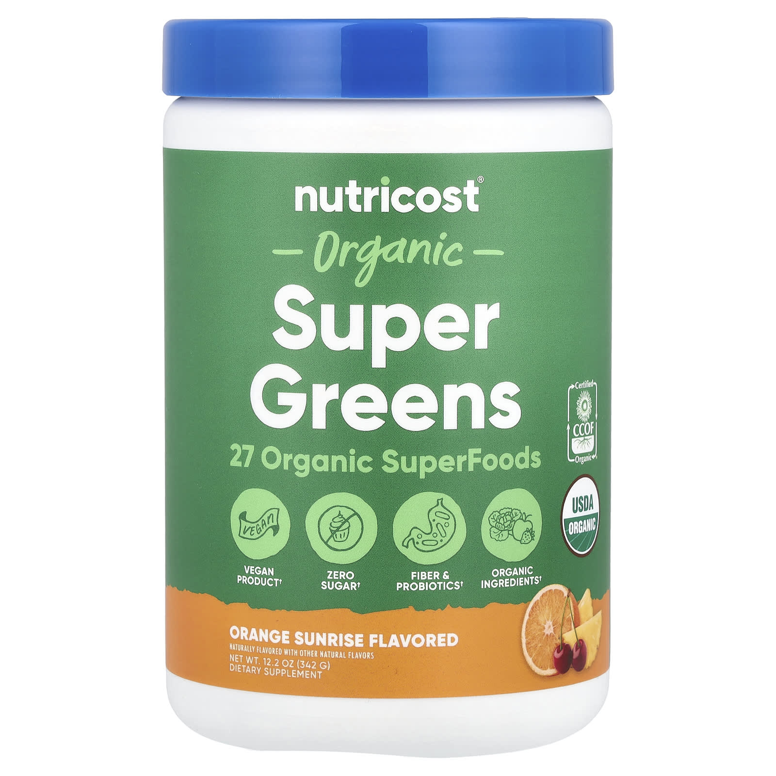 Nutricost, Organic Super Greens, Orange Sunrise, 12.2 oz (342 g)