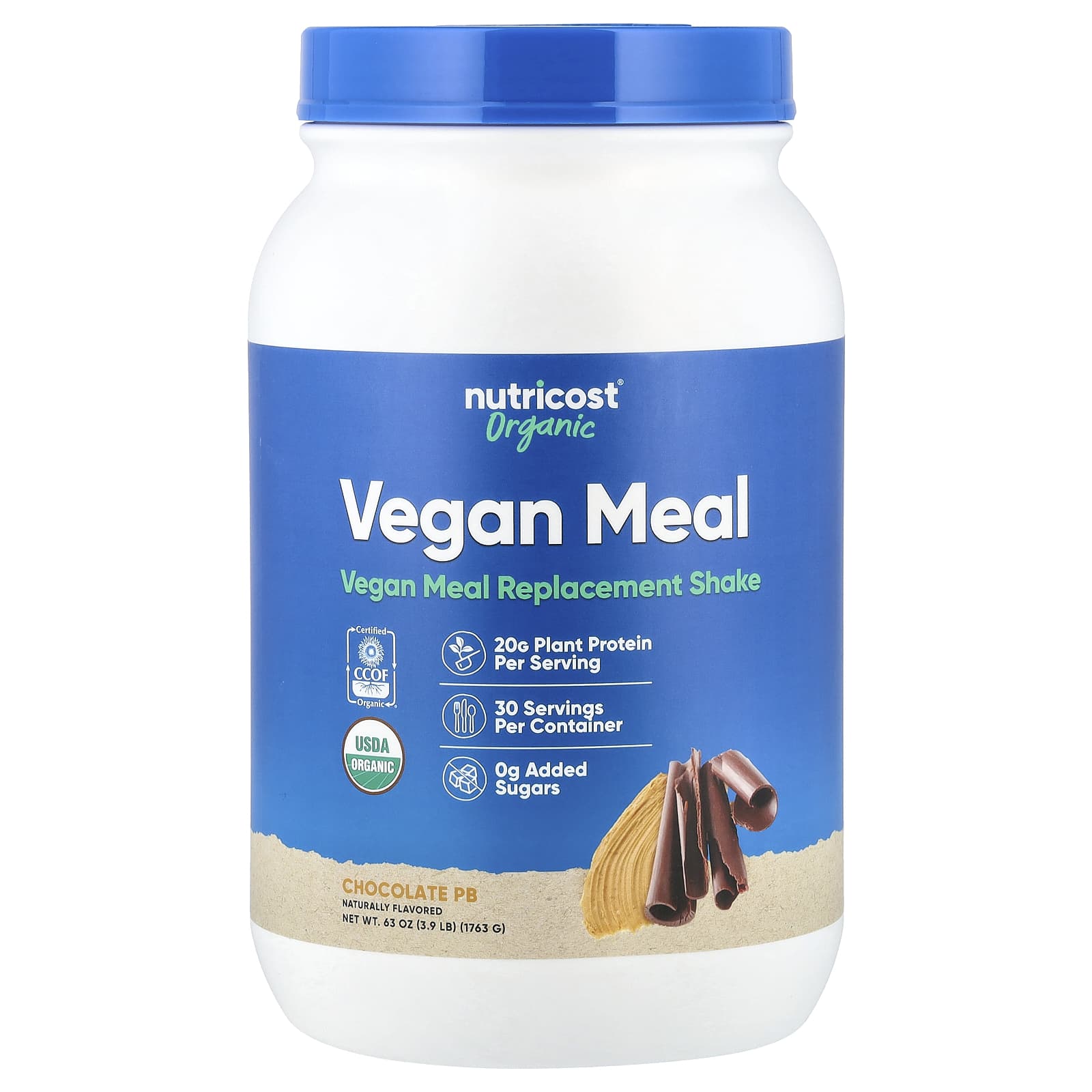Nutricost, Organic Vegan Meal, Chocolate PB, 3.9 lb (1,763 g)