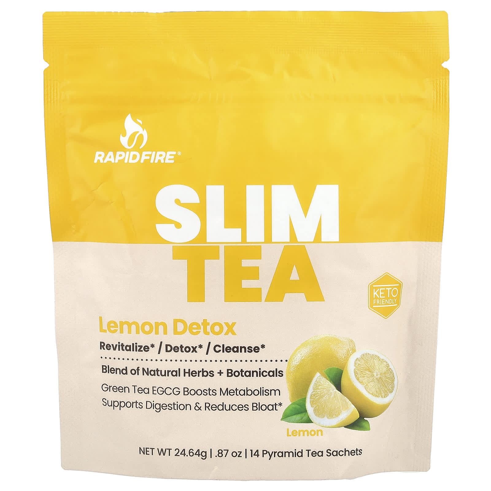 RAPIDFIRE, Slim Tea, Lemon, 14 Pyramid Tea Sachets, 0.87 oz (24.64 g)