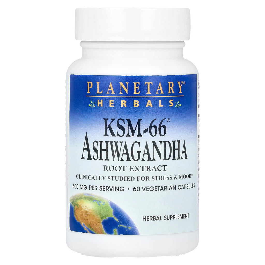 Planetary Herbals, KSM-66® Ashwagandha Root Extract, 60 Vegetarian Capsules (300 mg per Capsule)
