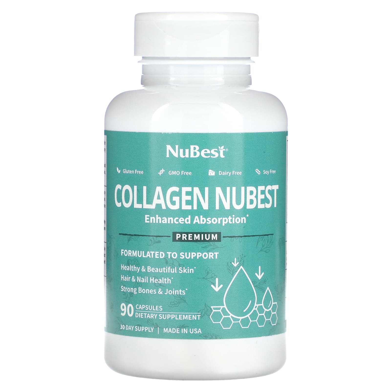 NuBest, Premium Collagen Nubest, Enhanced Absorption, 90 Capsules (500 mg per Capsule)
