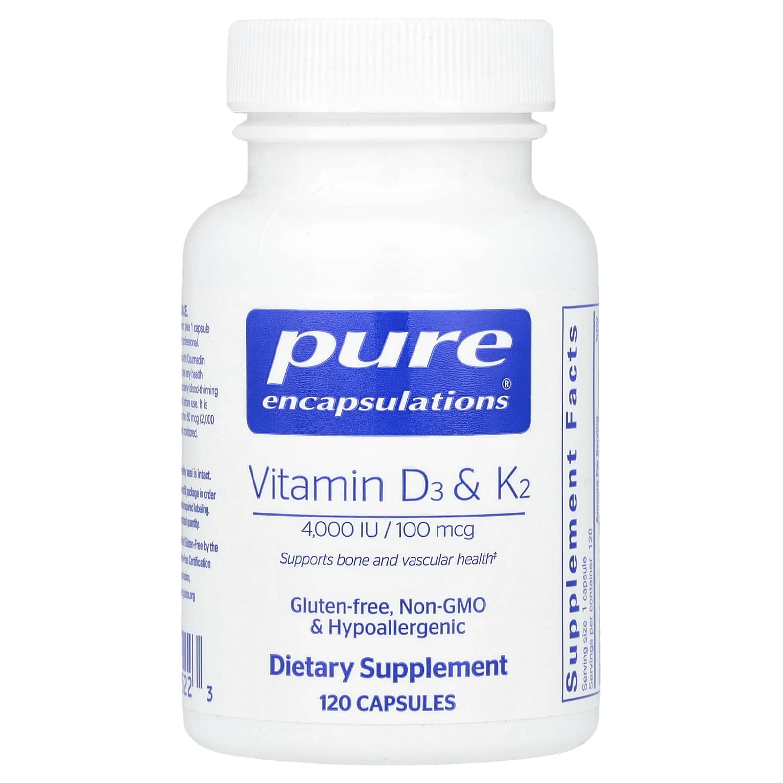 Pure Encapsulations, Vitamin D3 & K2, 120 Capsules
