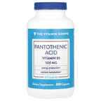 The Vitamin Shoppe, Pantothenic Acid, Vitamin B5, 300 Capsules