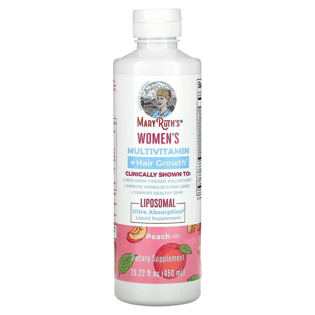 MaryRuth's, Women's Multivitamin + Hair Growth, Peach, 15.22 fl oz (450 ml)