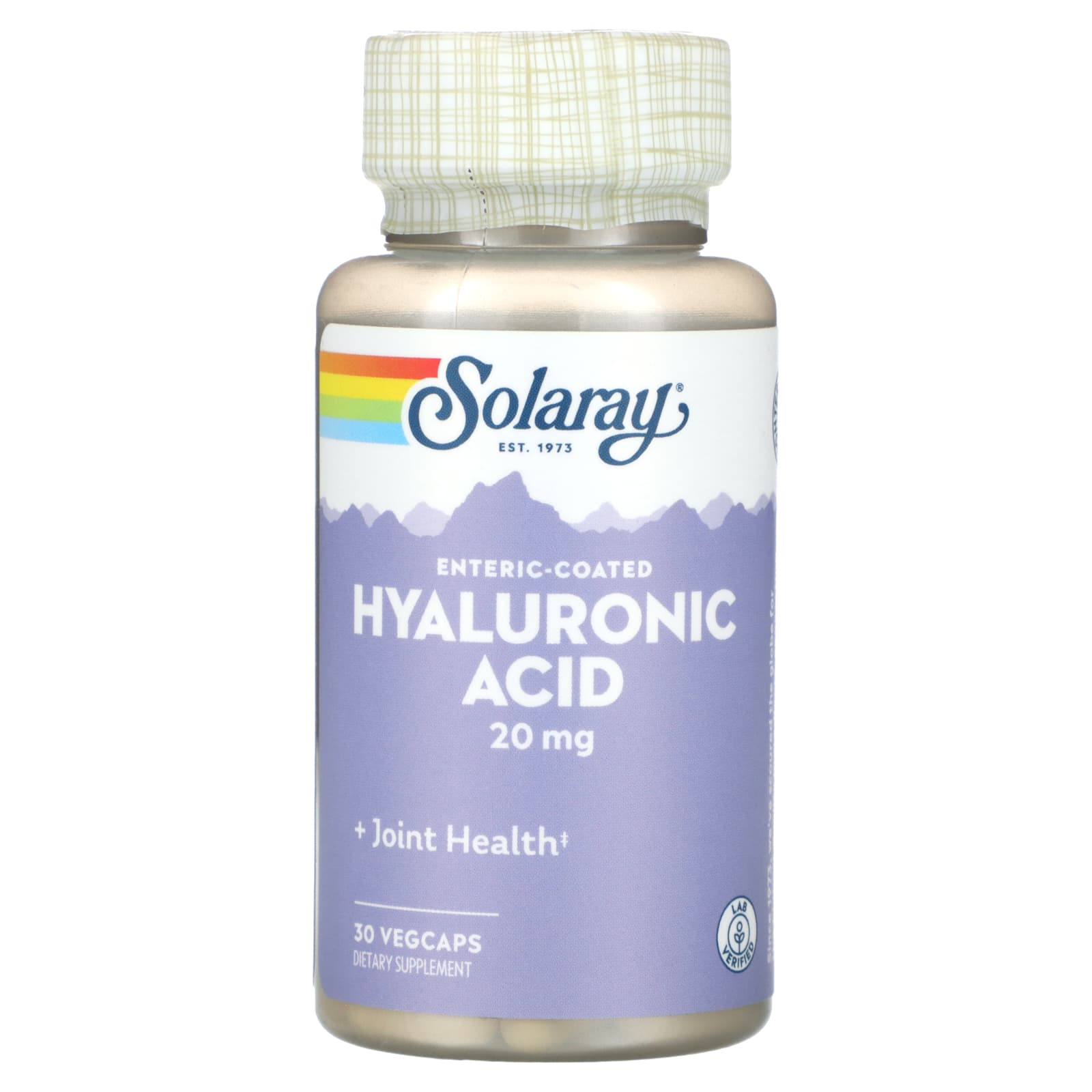 Solaray, Enteric-Coated Hyaluronic Acid, 20 mg, 30 VegCaps