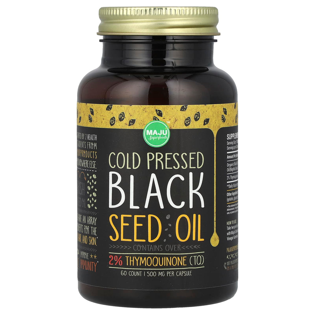 Maju Superfoods, Cold-Pressed Black Seed Oil, 500 mg, 60 Capsules