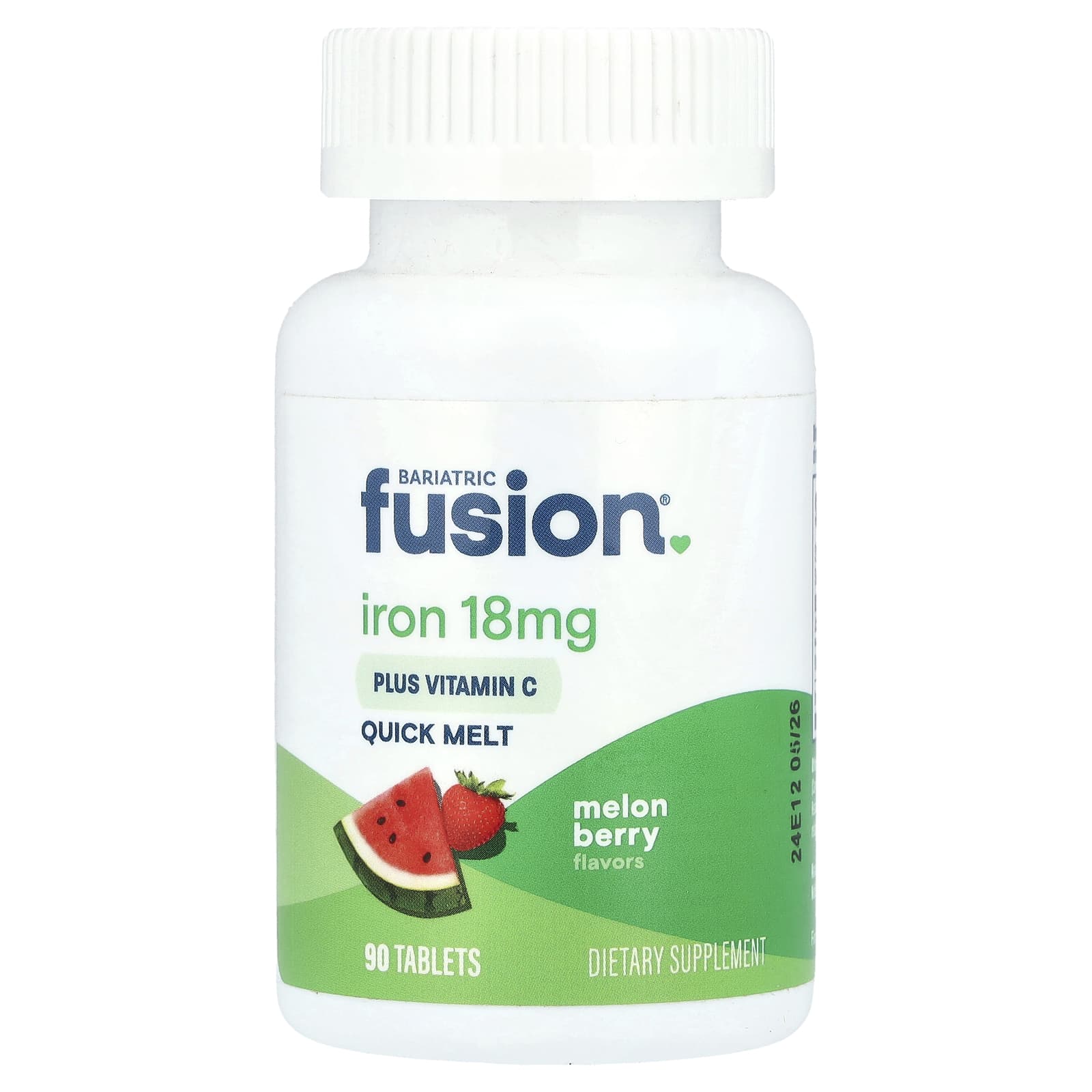 Bariatric Fusion, Quick Melt, Iron Plus Vitamin C, Melon Berry, 18 mg, 90 Tablets