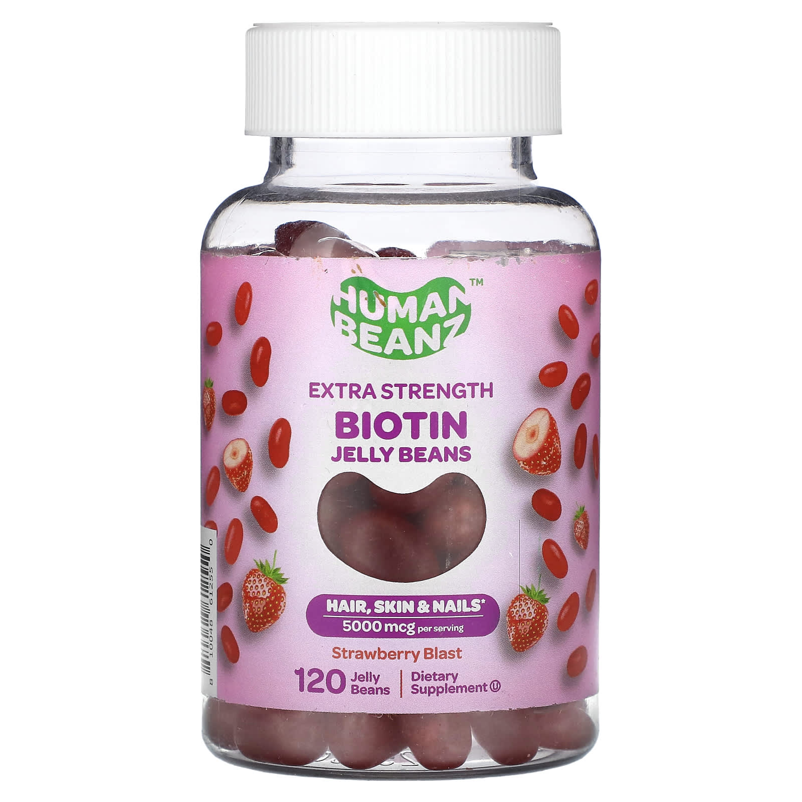 Human Beanz, Biotin Jelly Beans, Strawberry Blast, 120 Jelly Beans (2,500 mcg per Jelly Bean)